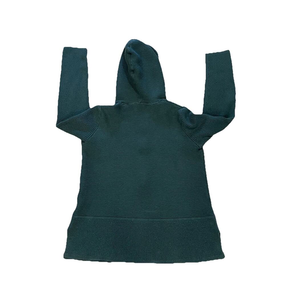 J Jill Sweater/Jacket Women’s Size Small Dark Green Ribbed Hooded Full Zip Up - Picture 4 of 14